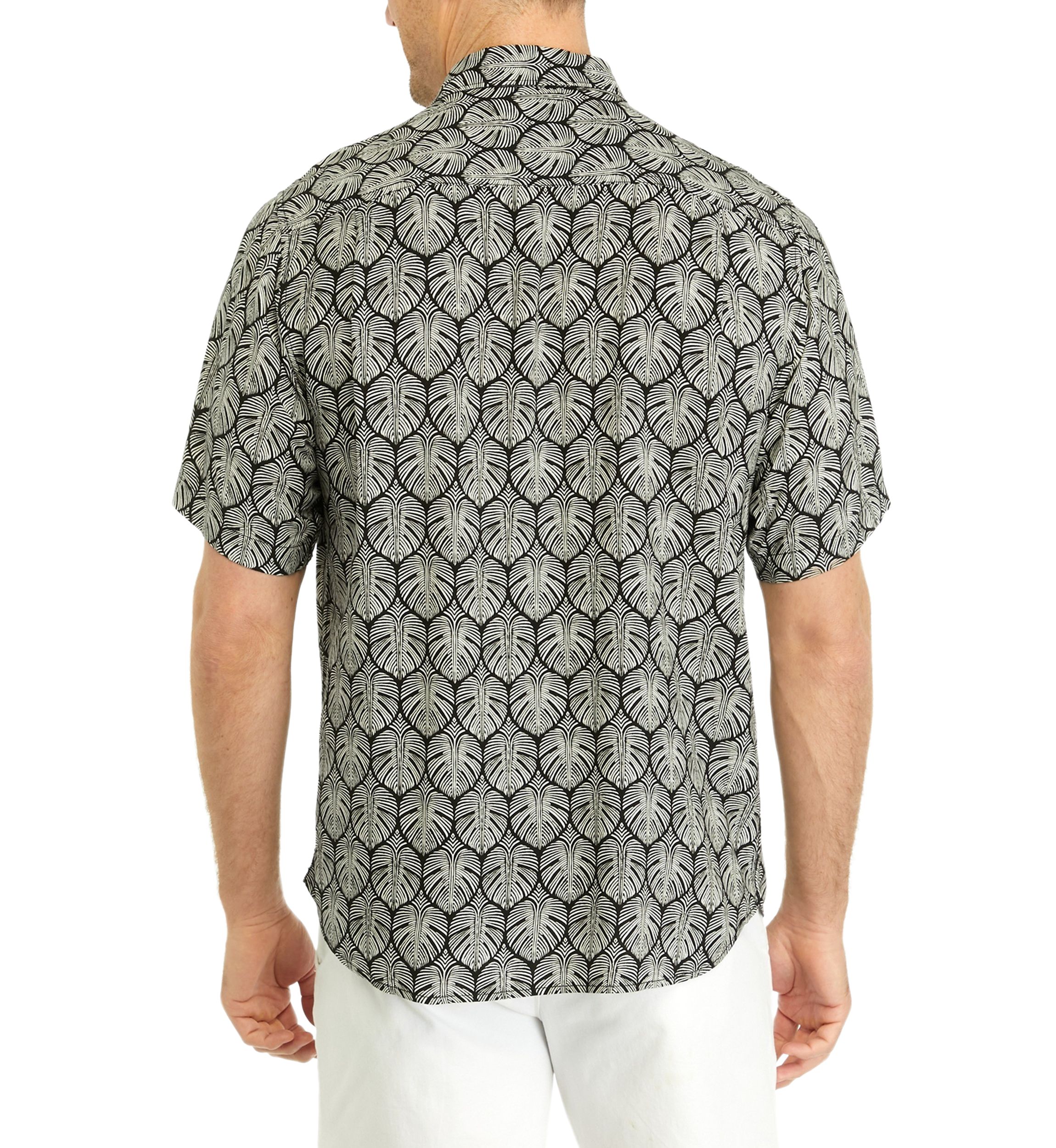 Monstera Print Button Up Shirt 