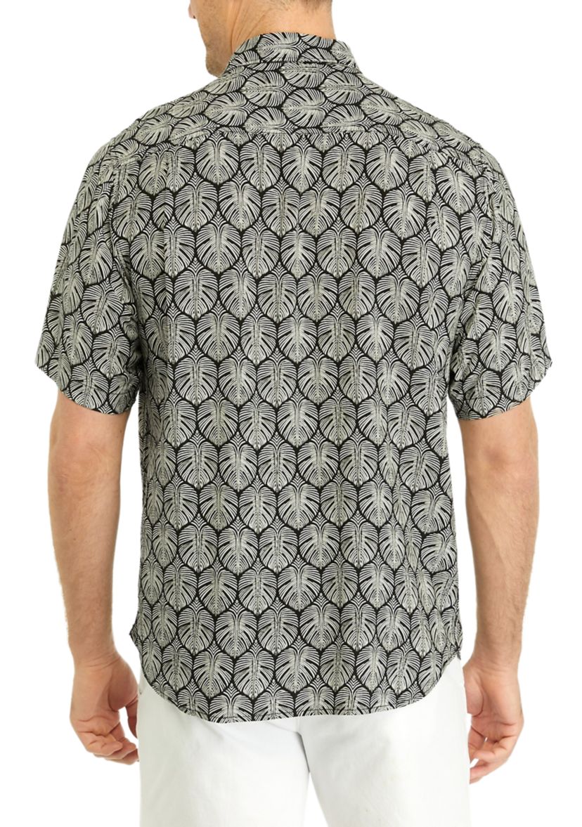Monstera Print Button Up Shirt 