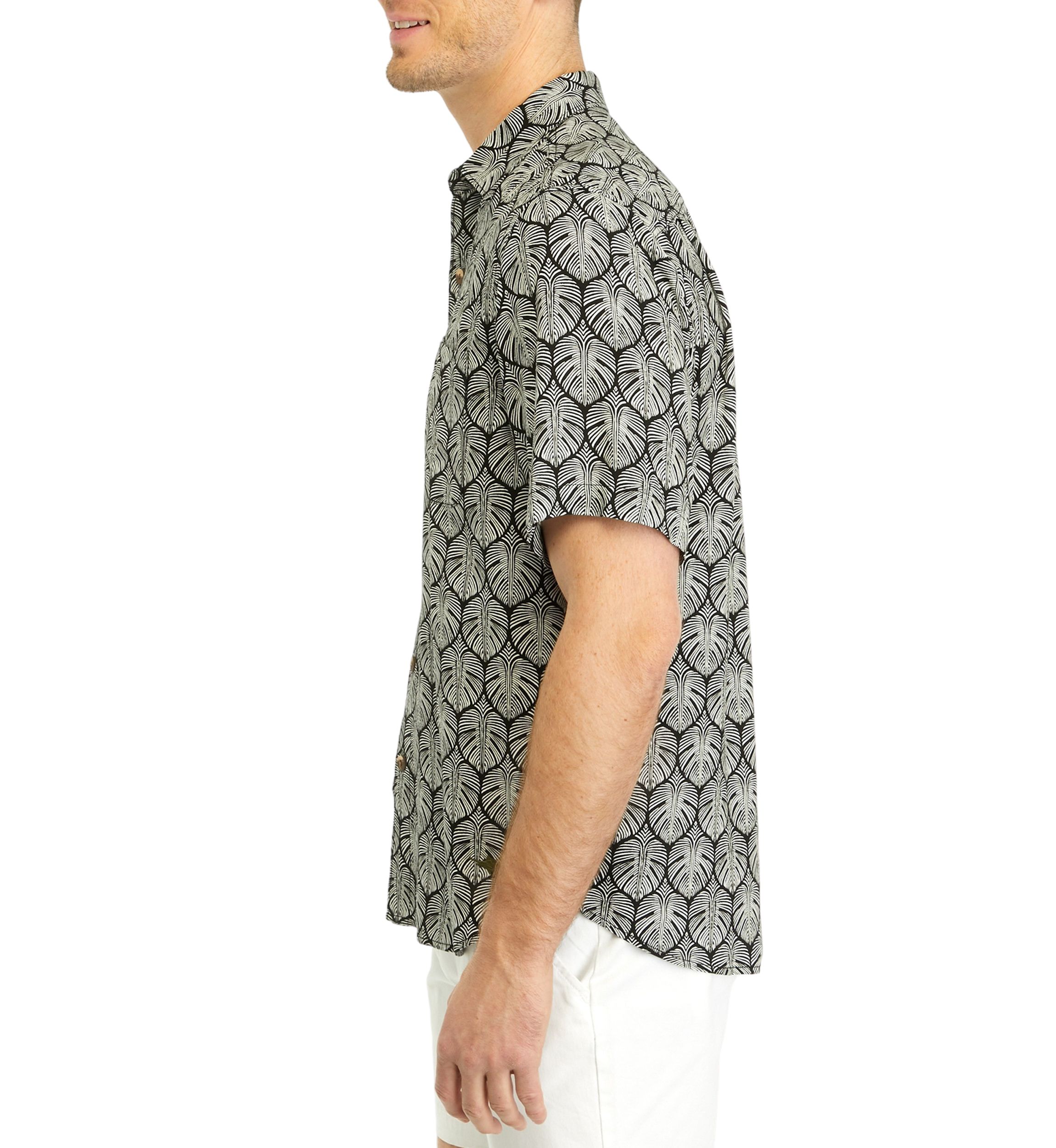Monstera Print Button Up Shirt 