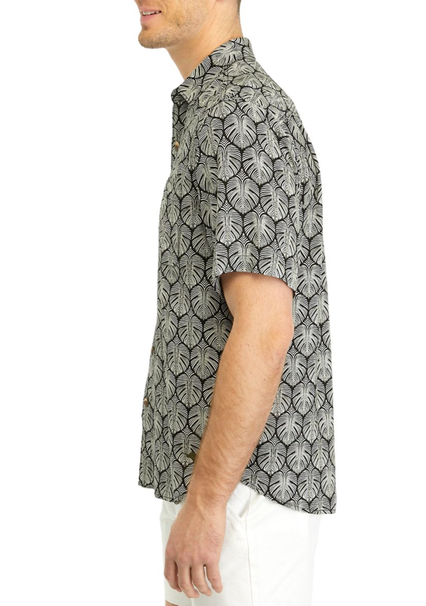 Monstera Print Button Up Shirt 