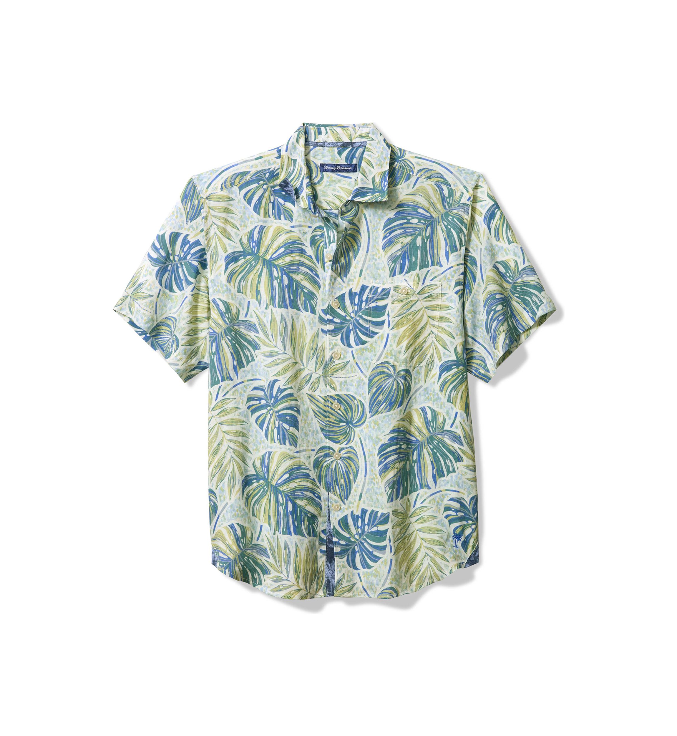 Mens Sand Linen Grand Monstera Shirt