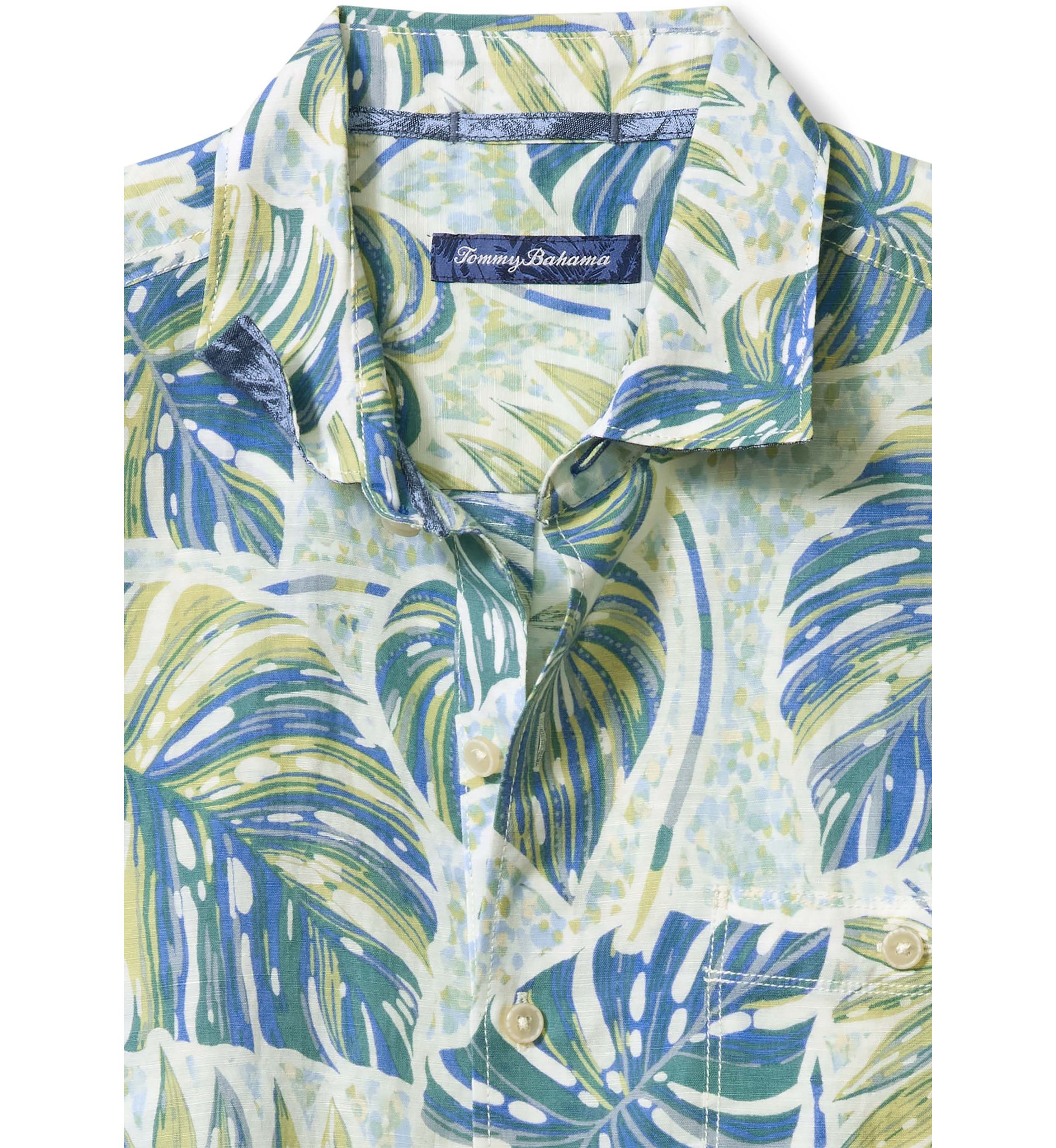 Mens Sand Linen Grand Monstera Shirt