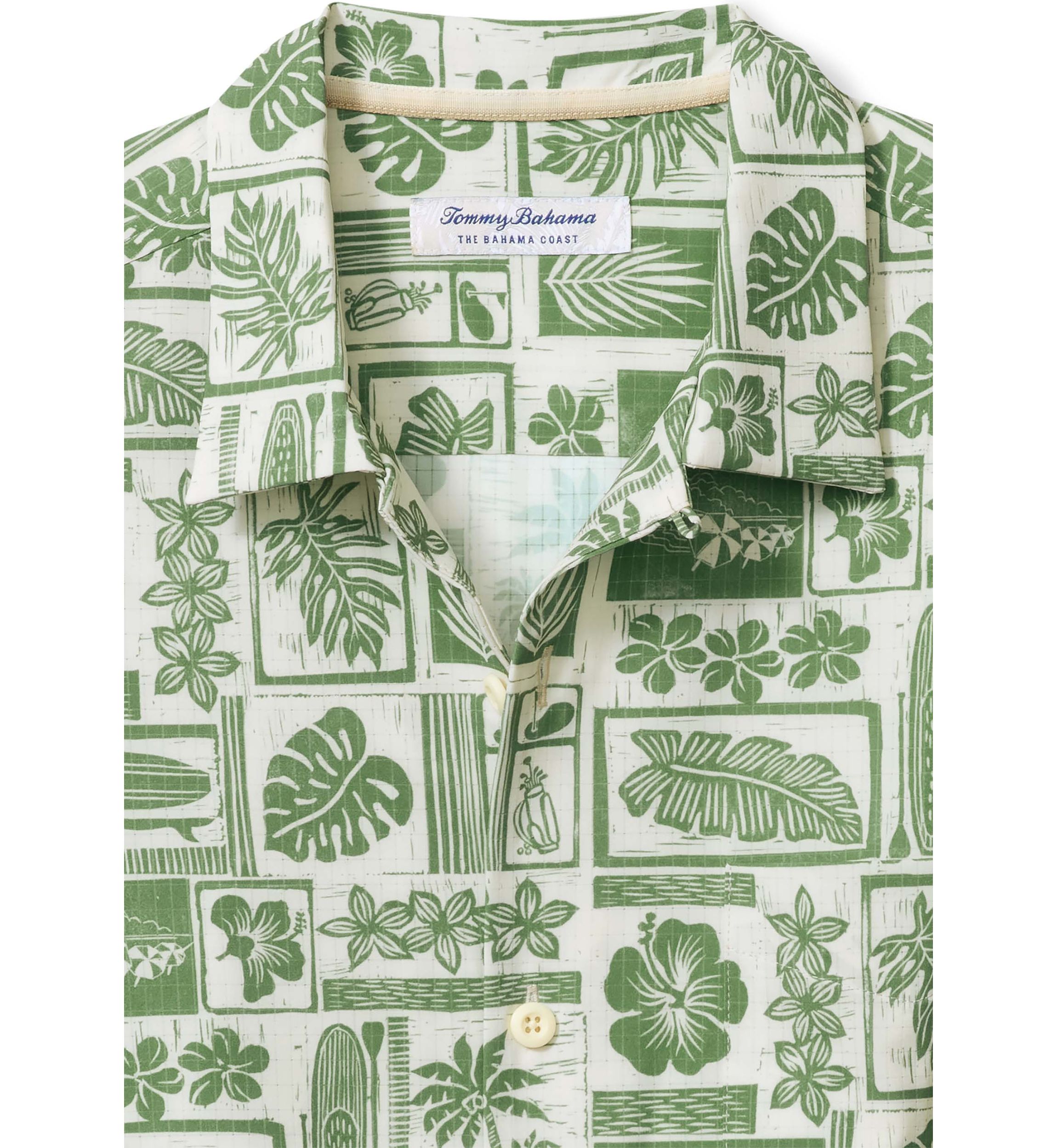 Mens Bahama Coast Island Stamp Printed Shirt
