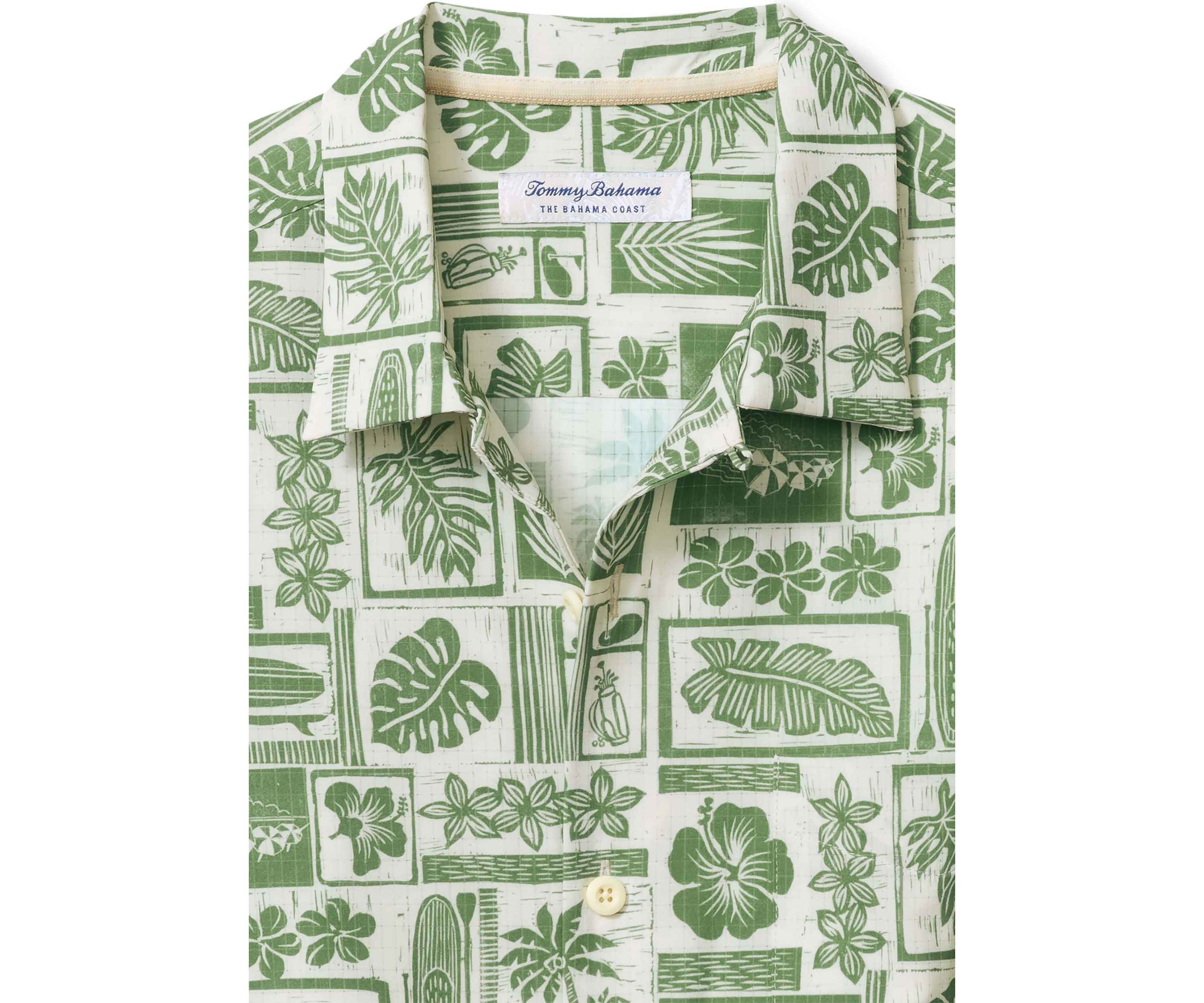 Mens Bahama Coast Island Stamp Printed Shirt