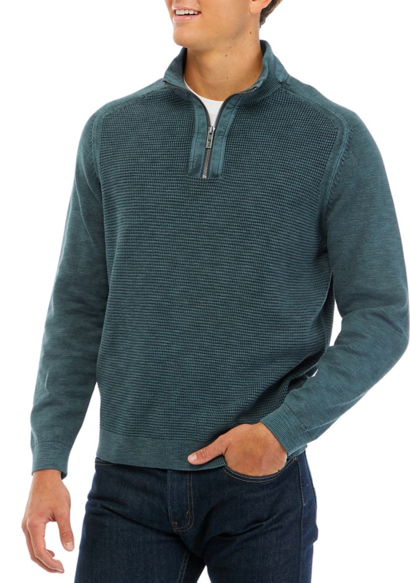 Mens Tidemark 1/4 Zip Textured Sweater