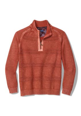 Tommy Bahama Men's Saltwater Textured Half Zip Pullover, XL