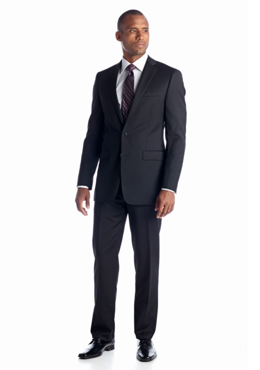 Slim Fit Black Solid Suit