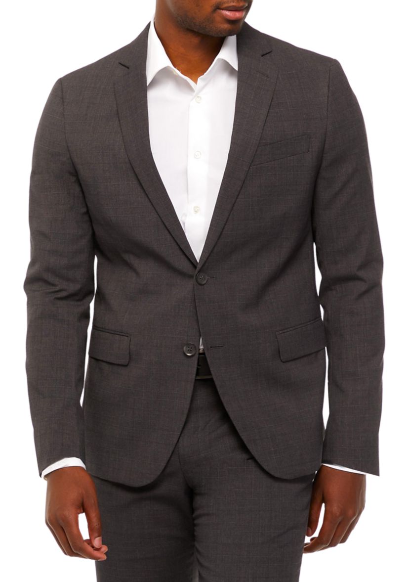 Mens Gray Plaid Dynamic Cooling Suit Separate Coat