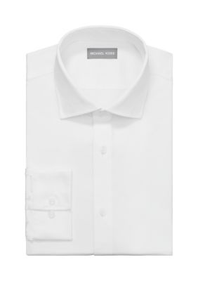 Michael Kors Men's Big & Tall Passport Collection Travel Stretch Big and Tall Dress Shirt, White, 19 34/35