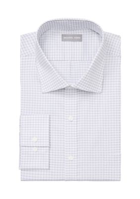 Michael Kors Men's Big & Tall Passport Collection Travel Stretch Big and Tall Dress Shirt, Grey, 20 34/35 -  0196667896350