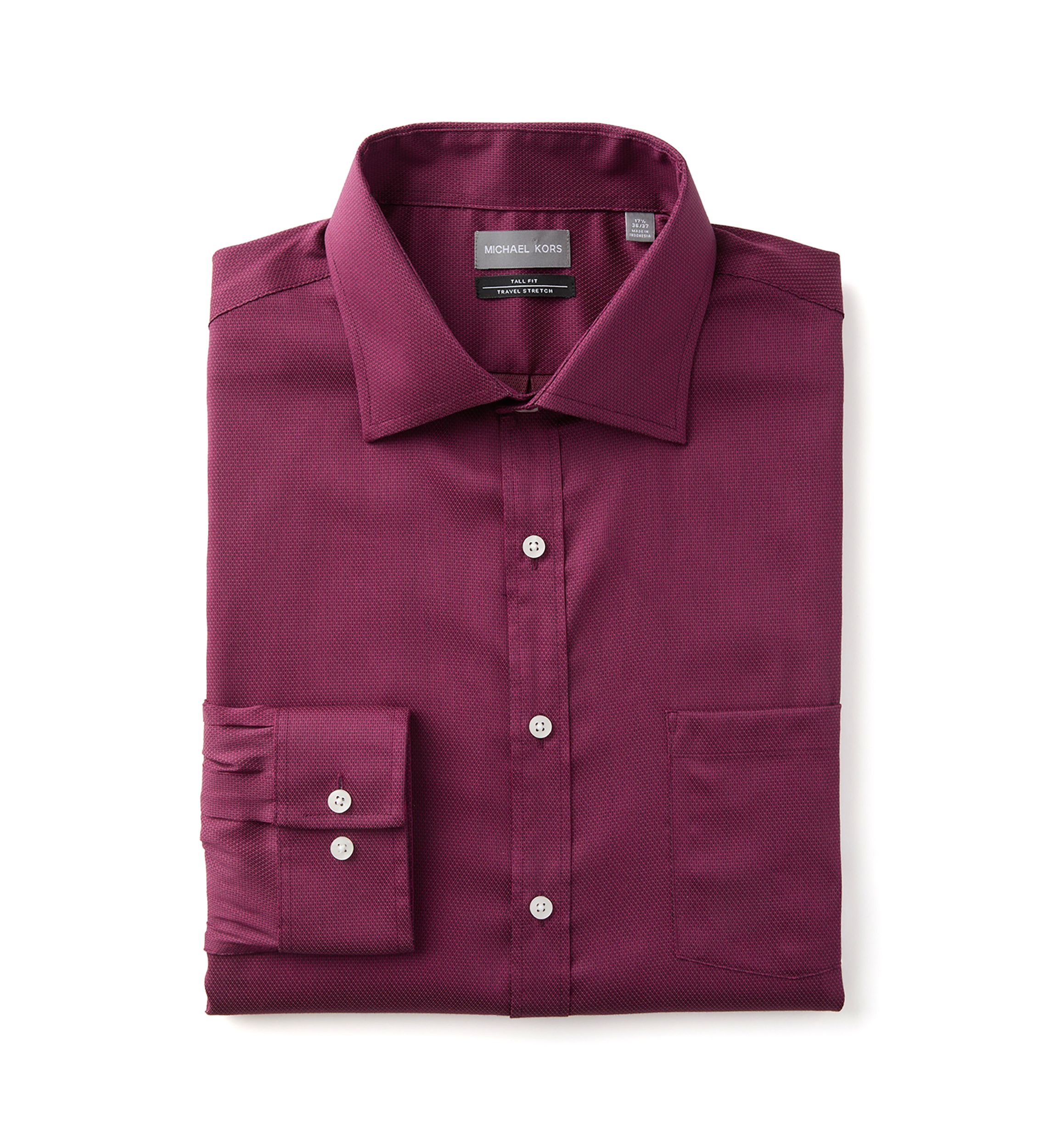 mens big and tall burgundy dress shirt Men's Red Michael Kors Shirts Violet Romance satin v day comfort in this x-sibling-handle:muse-dress-cherry-blossom Train Length:Court Train