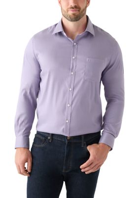 Michael Kors Men's Big & Tall Passport Collection Travel Stretch Dress Shirt, Purple, 19 37/38