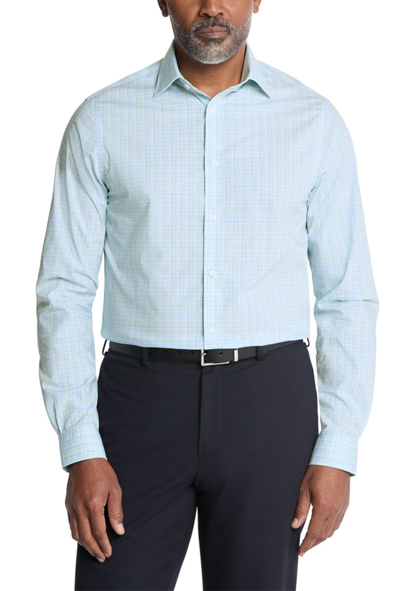 Michael Kors Men's Regular-Fit Check Dress Shirt - Jade Multi - Size 17.5 34/35