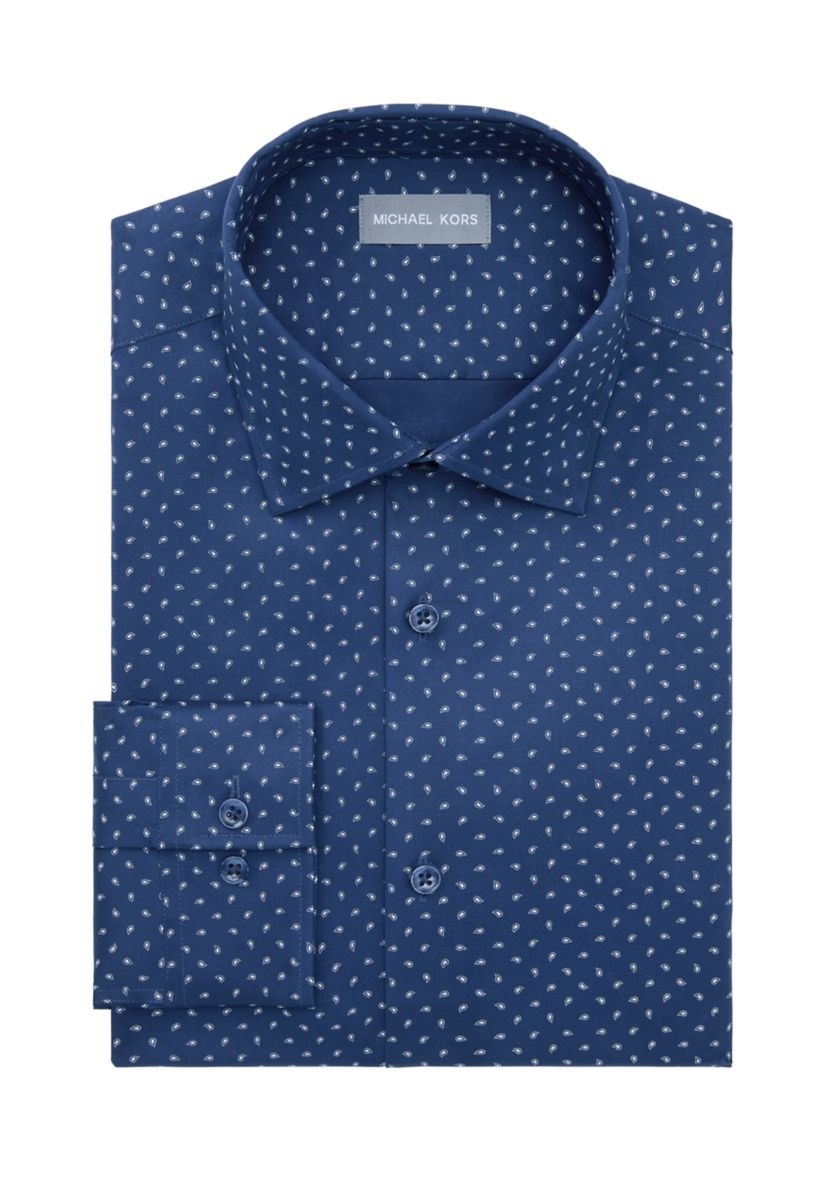 Michael Kors Men's Ultra Regular Fit Long Sleeve Dress Shirt - Navy - Size 17.5 34/35