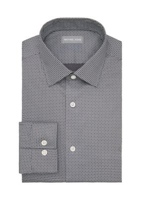 Michael Kors Ultra Wrinkle Free, Men's Regular Fit Dress Shirt, Grey, 16.5 34/35