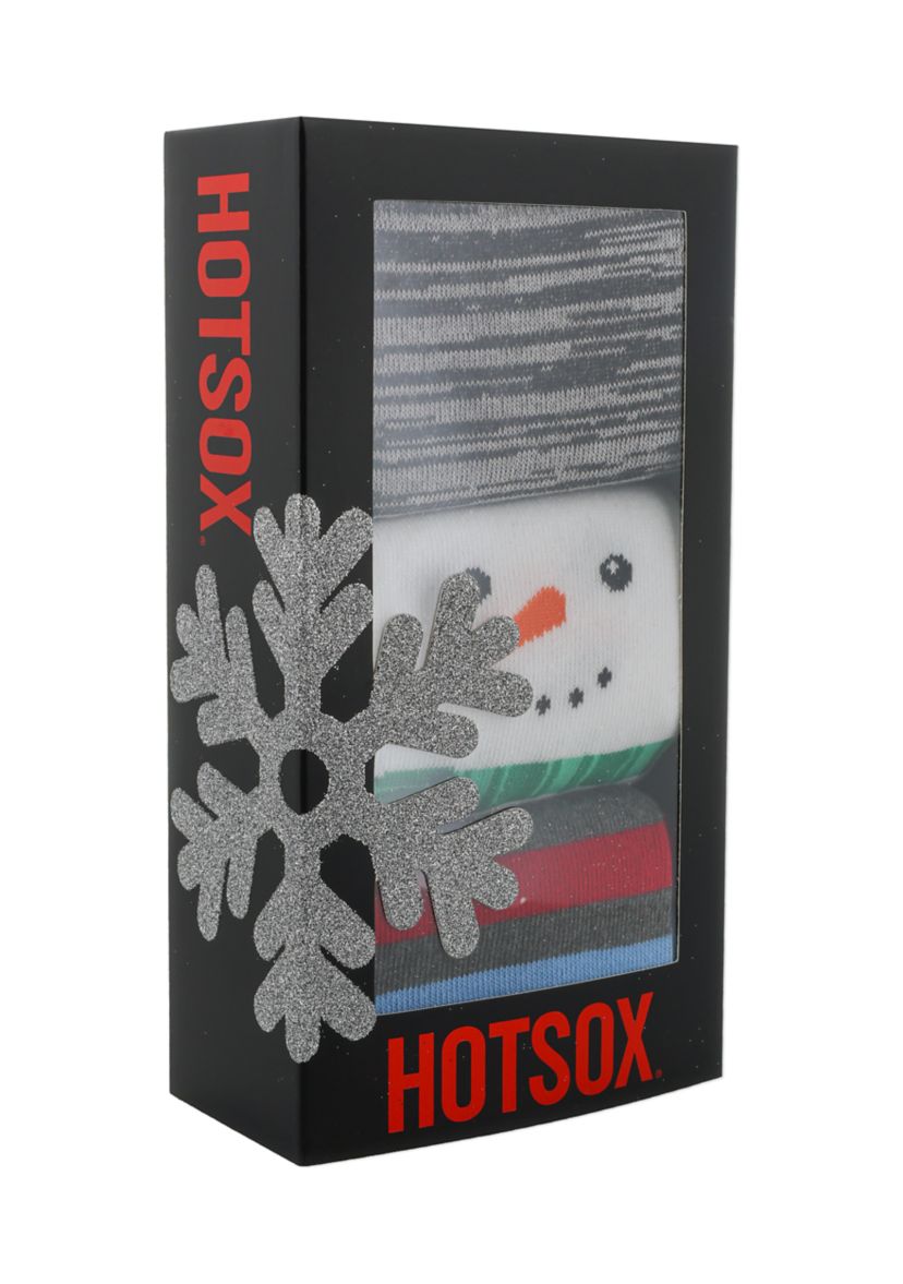 Non Skid Snowman Crew Socks - Gift Box