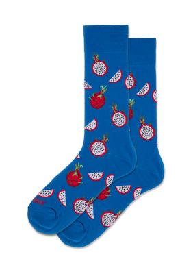 Hot Sox Men's Dragon Fruit Crew Socks, Teal, 10 - 13