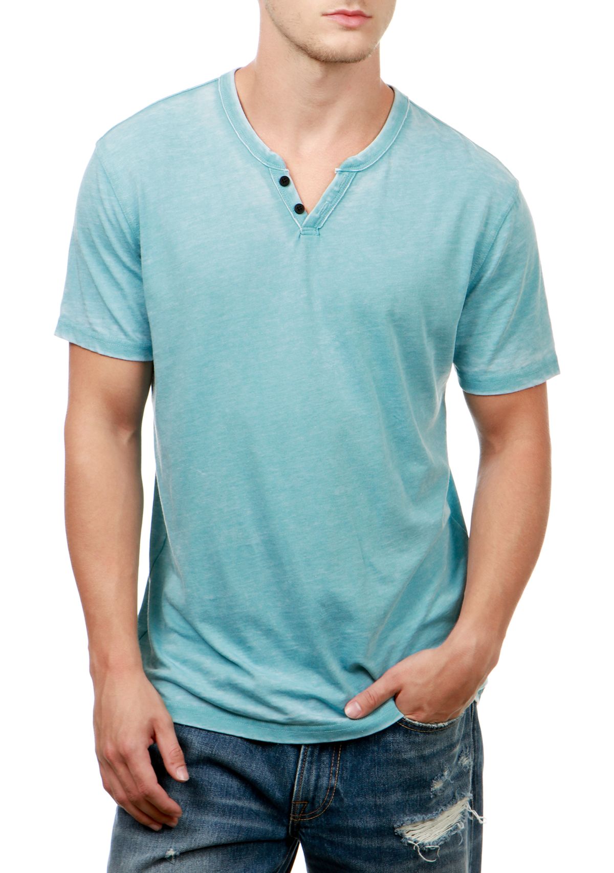 Short Sleeve Burnout Button Notch Shirt 
