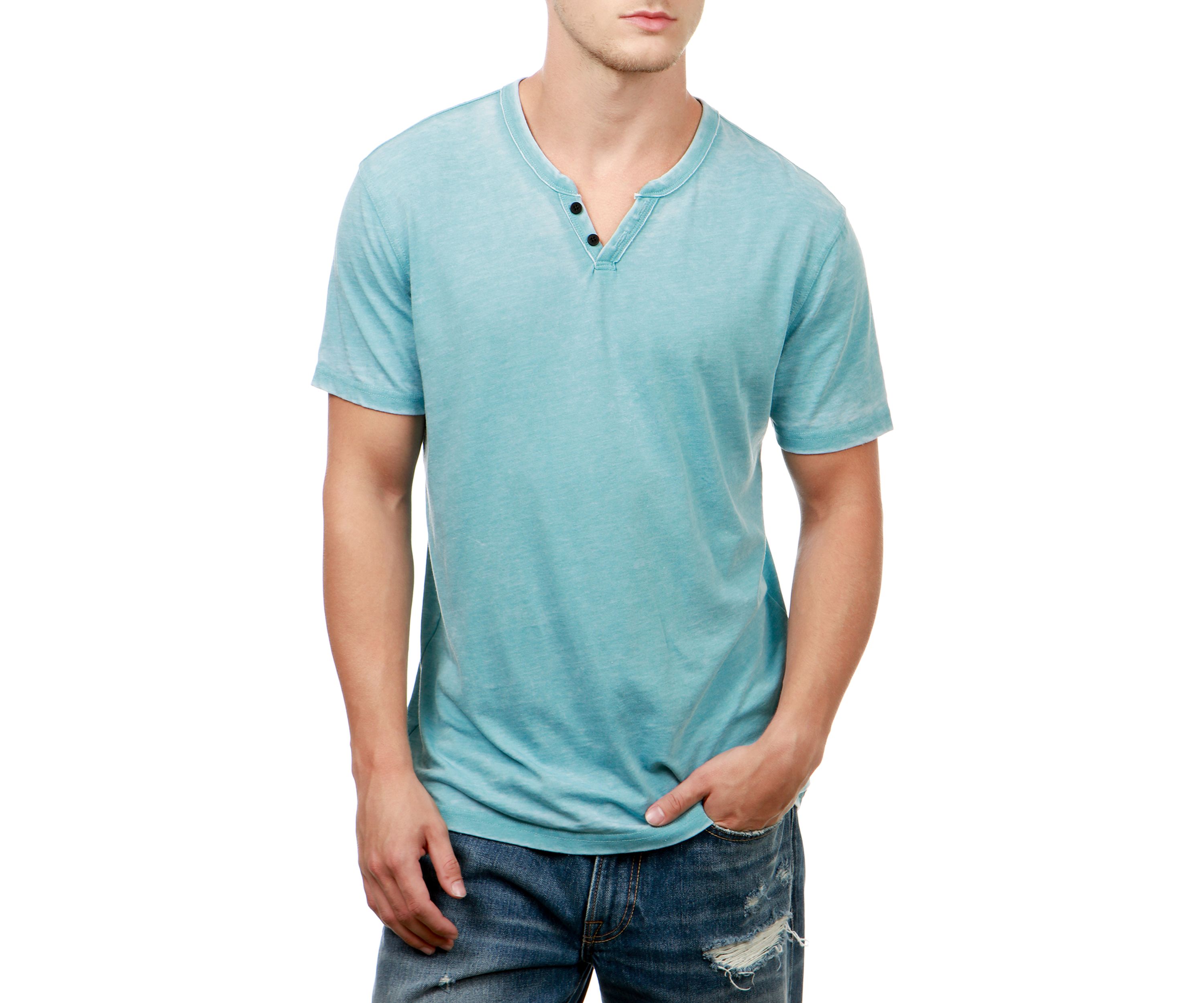 Short Sleeve Burnout Button Notch Shirt 