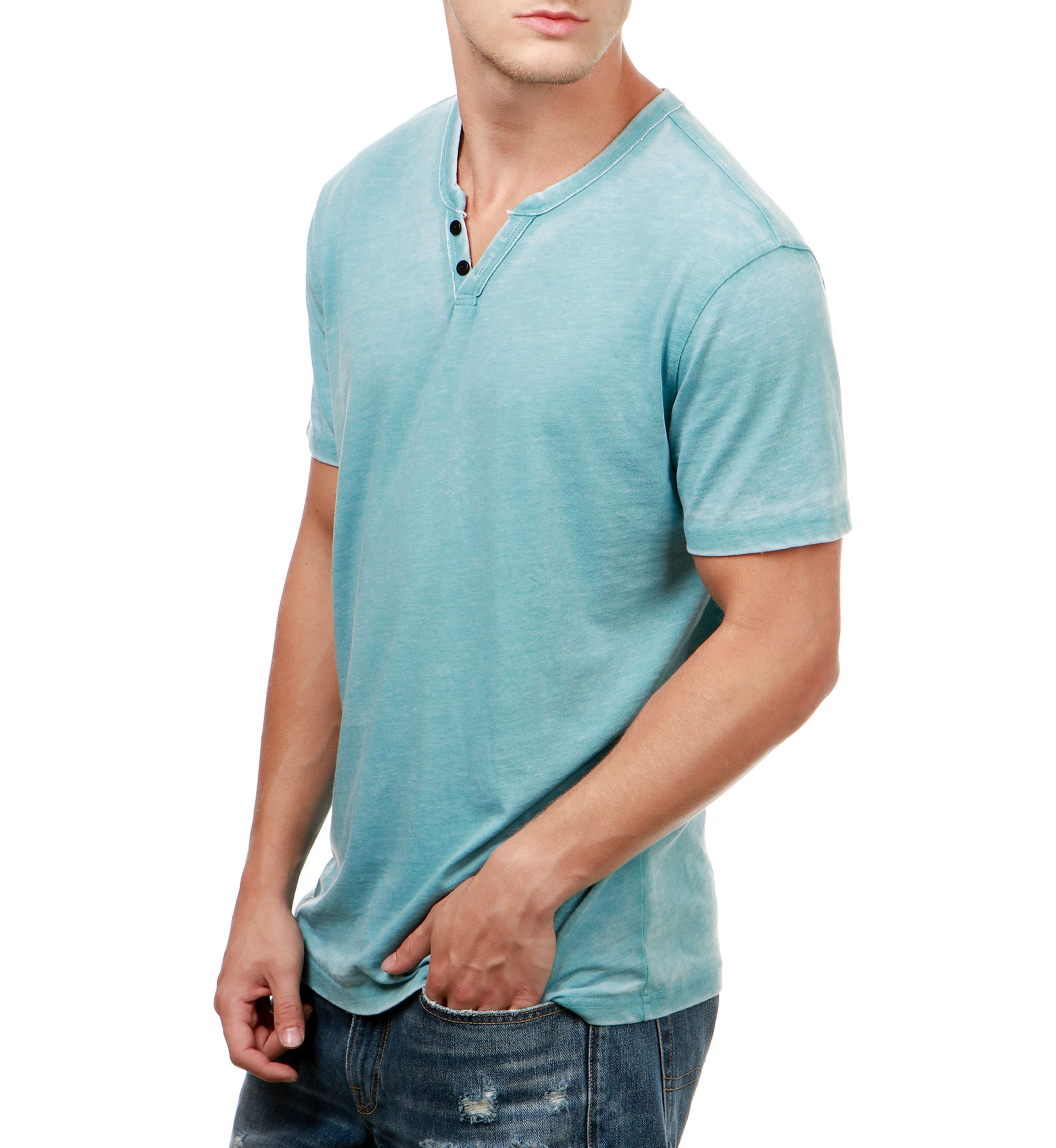 Short Sleeve Burnout Button Notch Shirt 