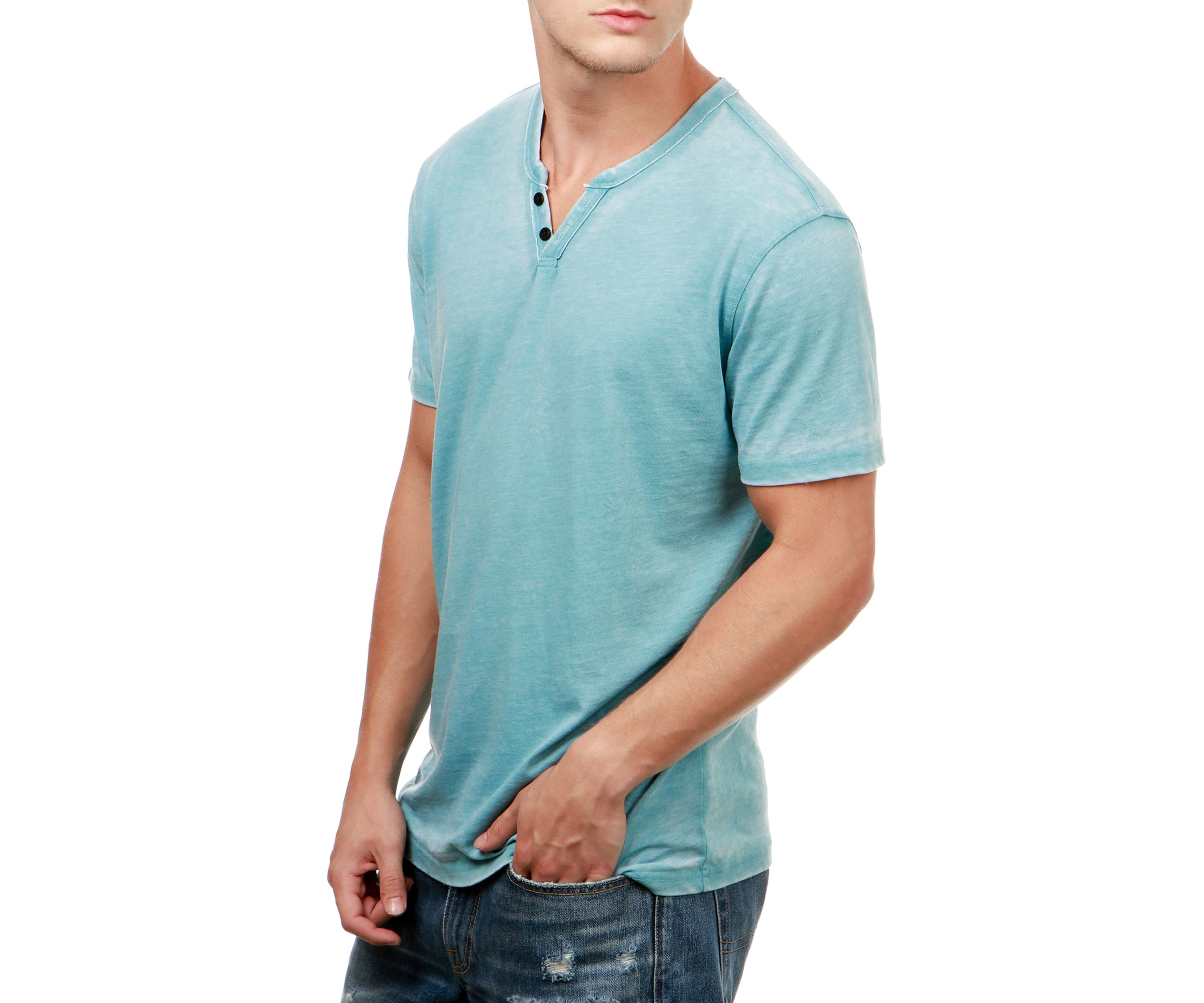 Short Sleeve Burnout Button Notch Shirt 
