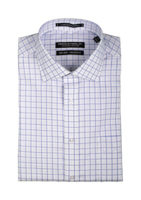 Men's Twill Check Spread Collar Dress Shirt