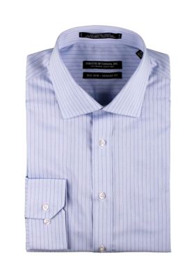 Men's Herringbone Textured Stripe Printed Button Down Shirt