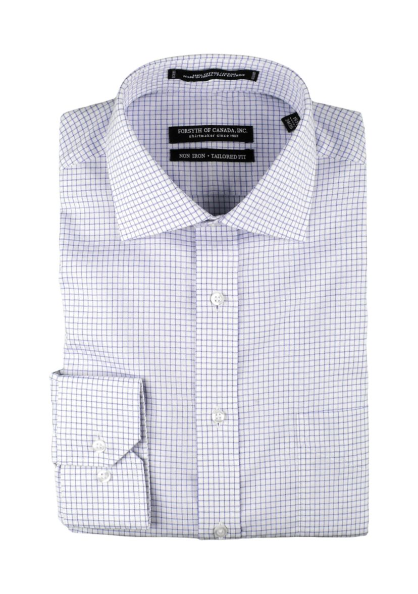 Mens Grid Check Printed Button Down Shirt