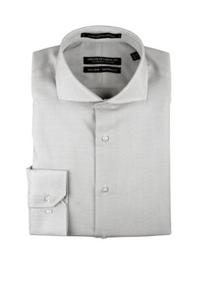 Textured Solid Button Up Dress Shirt