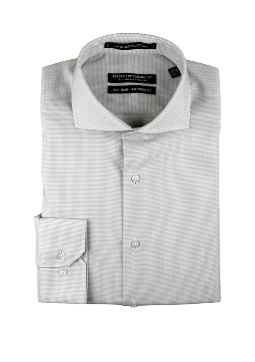 Textured Solid Button Up Dress Shirt 