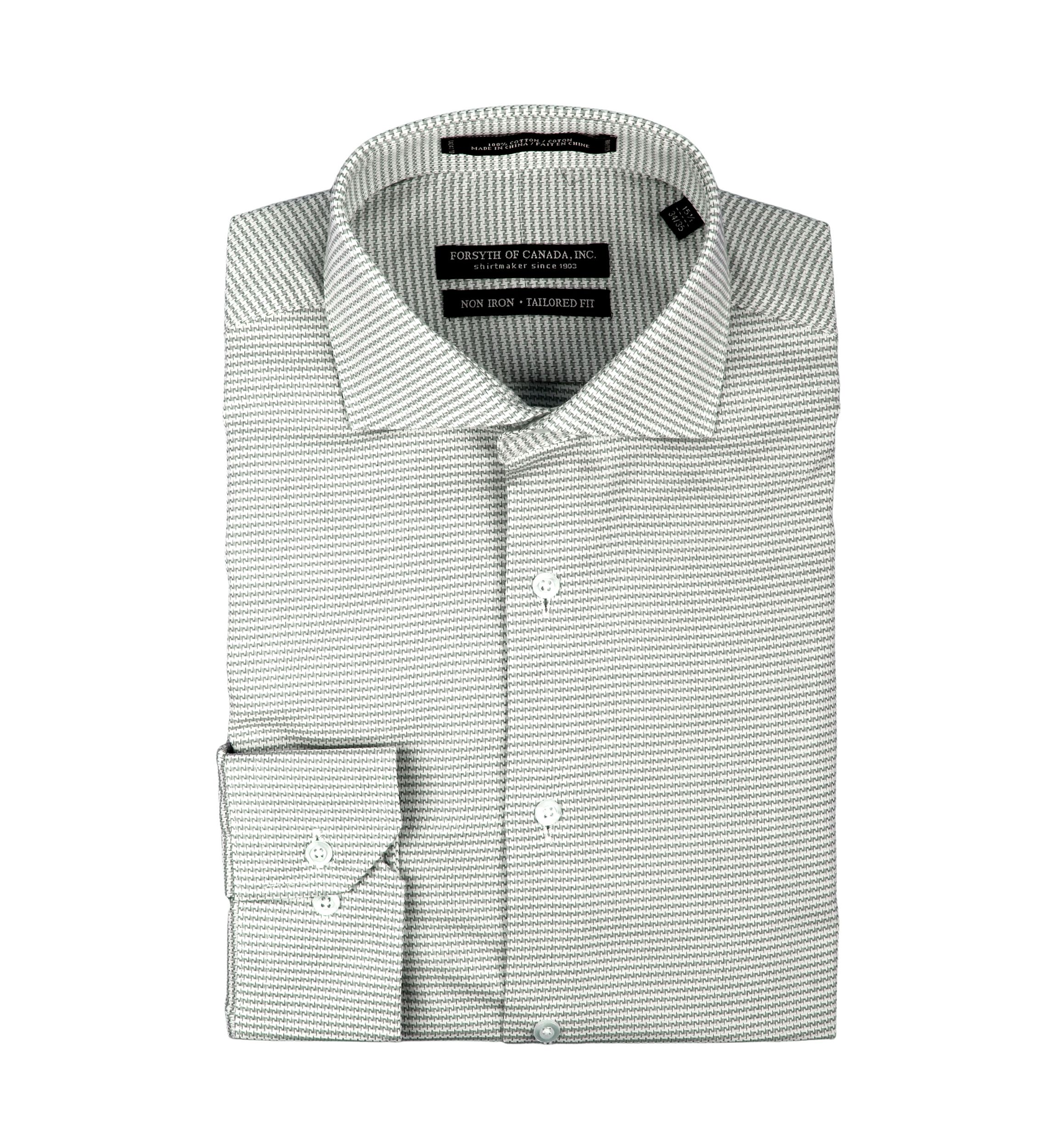 Mens Dobby Printed Spread Collar Button Down Shirt