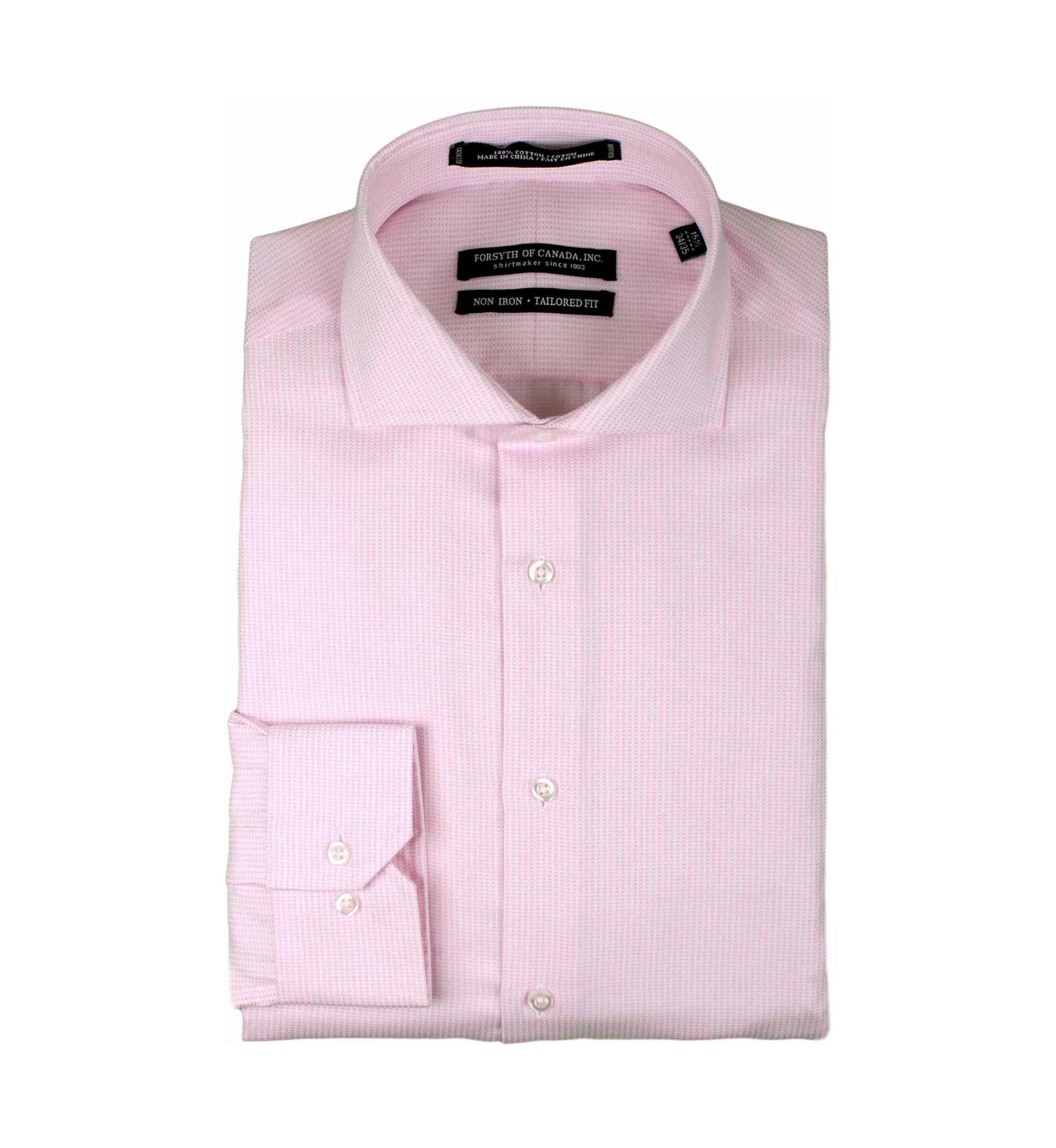 Mens Textured Pink Dress Shirt 