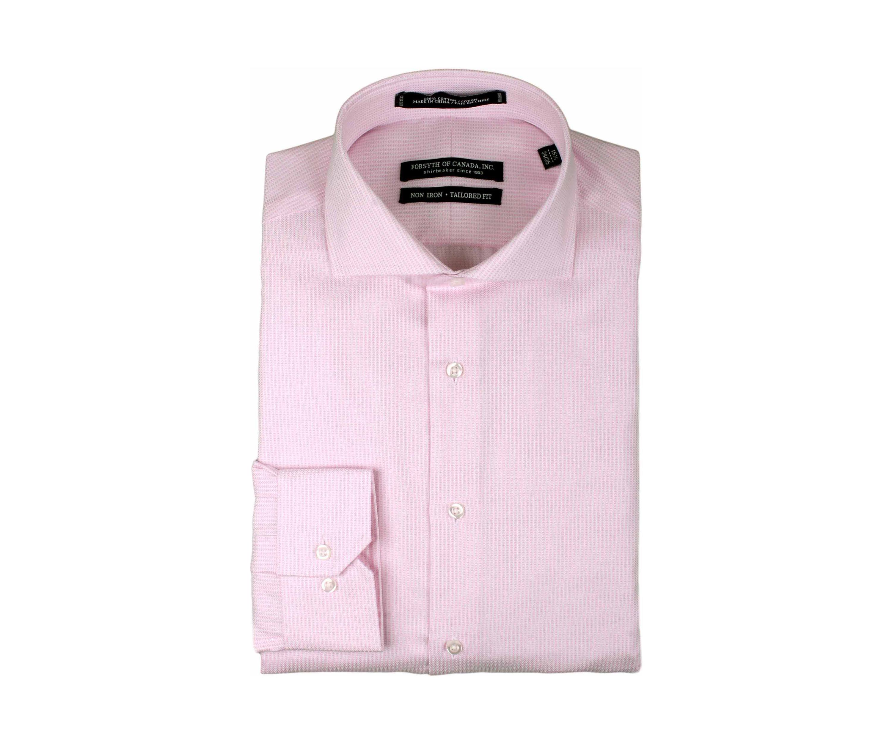 Mens Textured Pink Dress Shirt 
