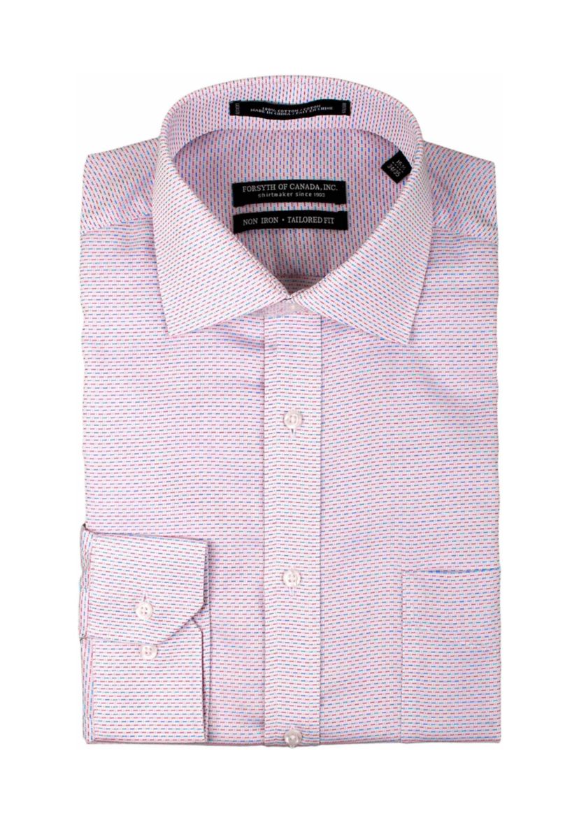 Mens Carnation Dobby Horizontal Printed Button Down Shirt
