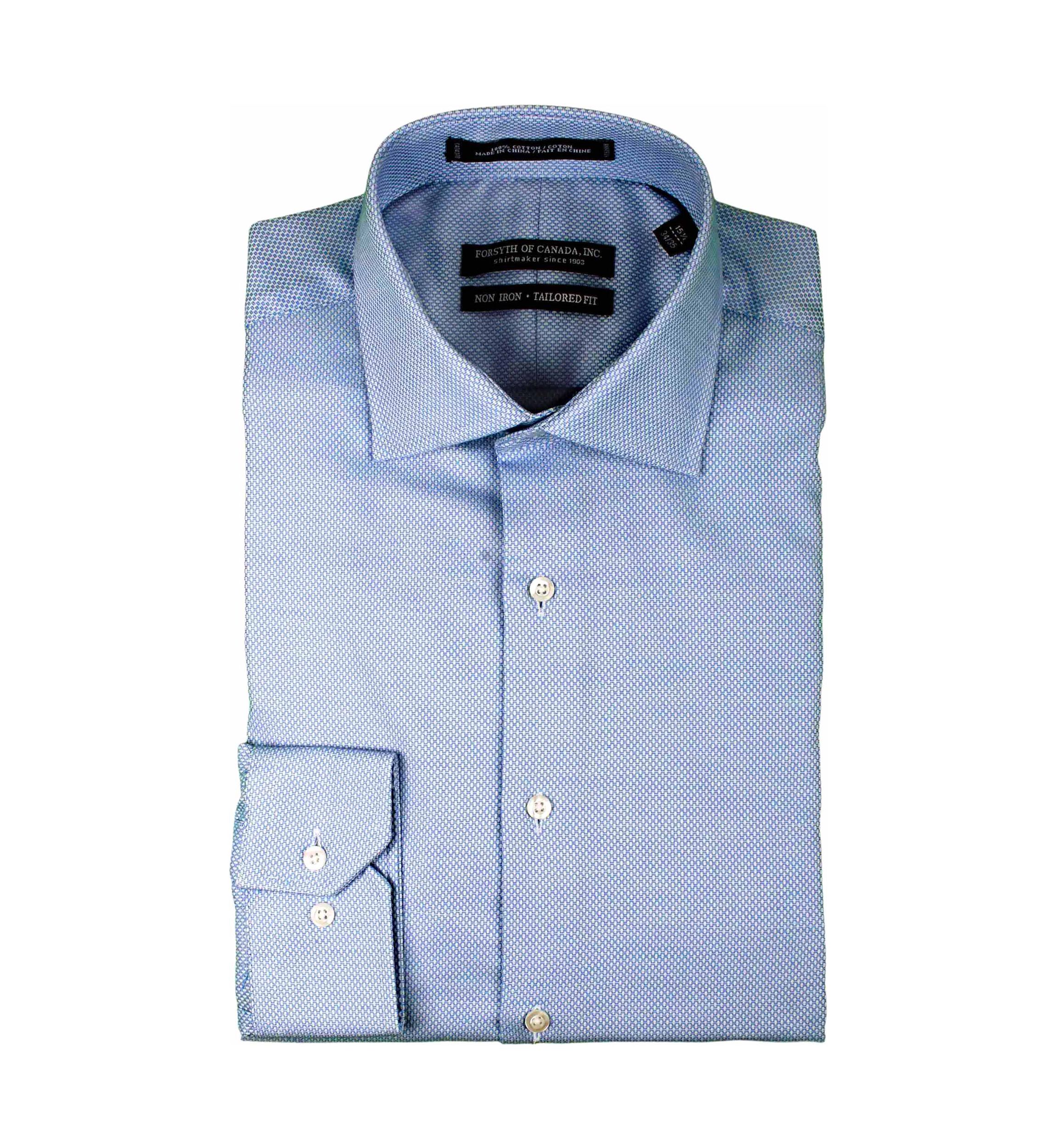 Mens Textured Blue Dress Shirt
