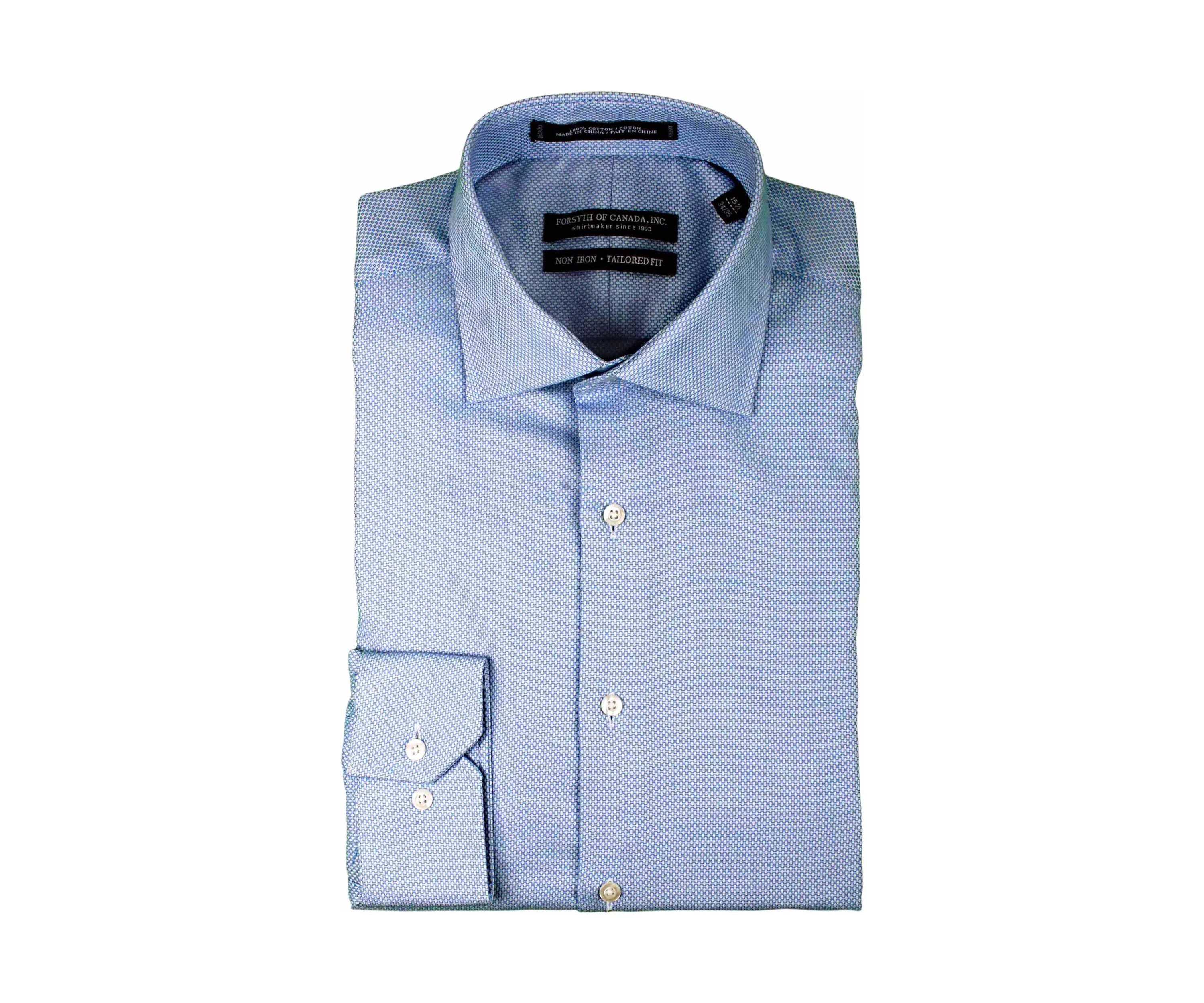 Mens Textured Blue Dress Shirt