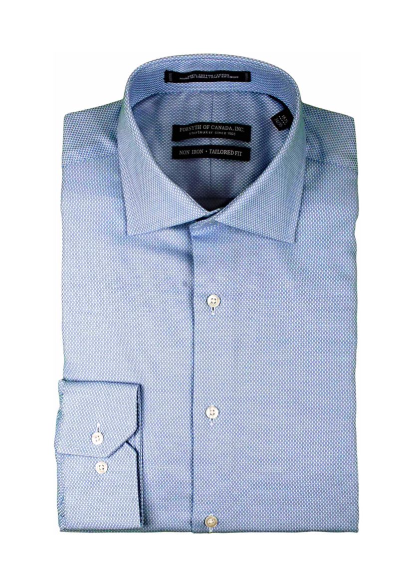 Mens Textured Blue Dress Shirt