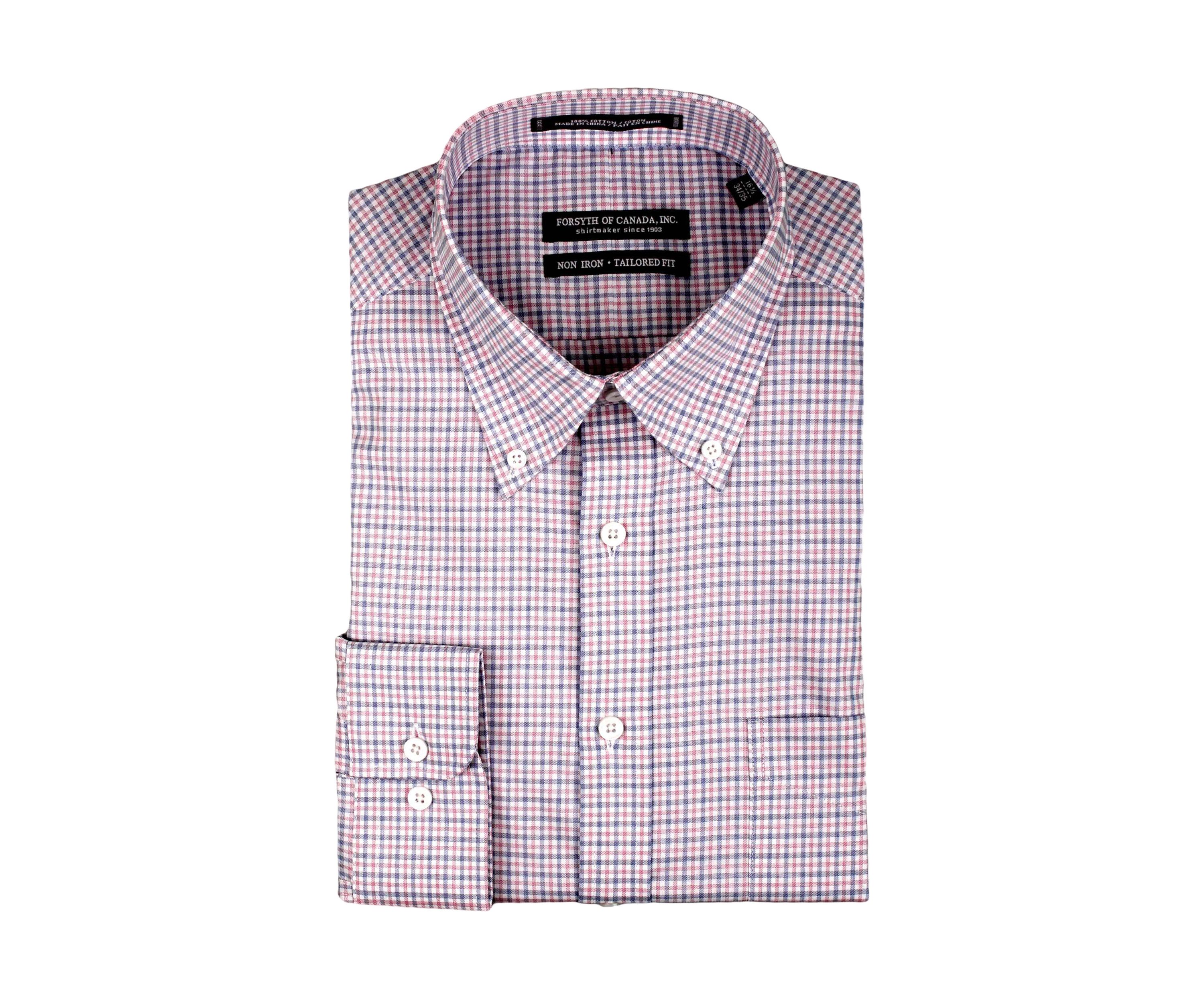 Mens Twill Checkered Dress Shirt 