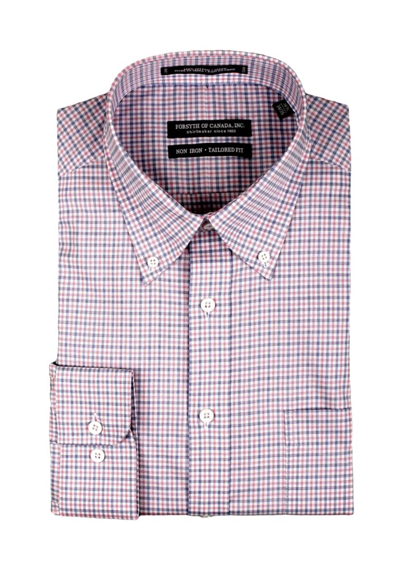 Mens Twill Checkered Dress Shirt 
