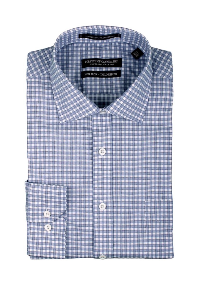  Mens Twill Checkered Dress Shirt 