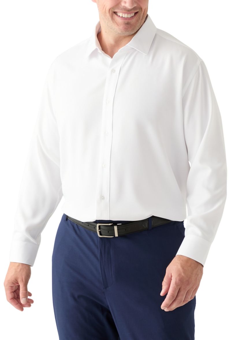 Mens Big Twill Solid Performance Dress Shirt