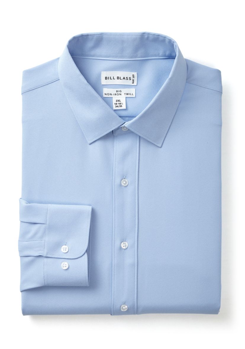 Mens Big Twill Solid Performance Dress Shirt