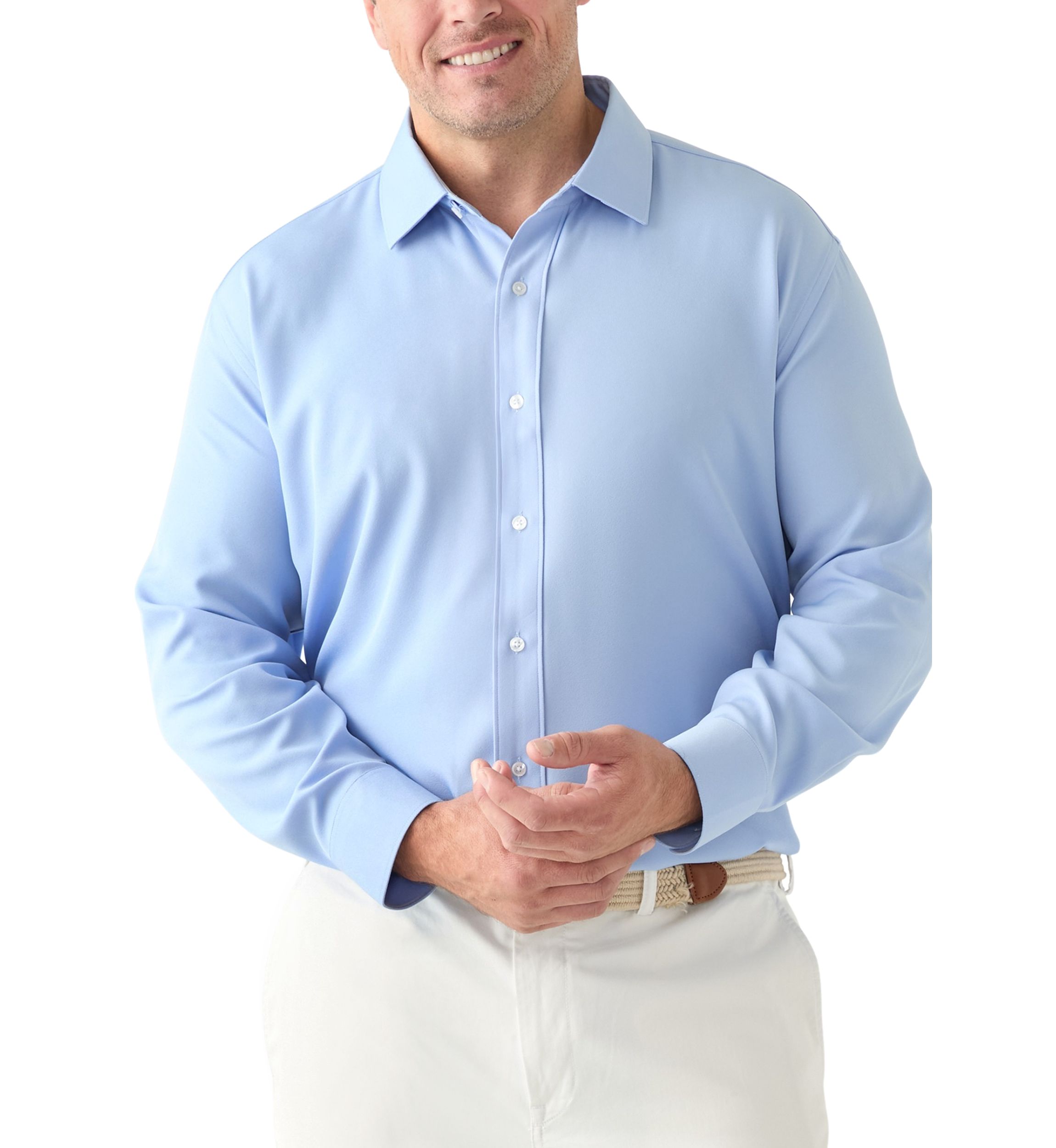 Mens Big Twill Solid Performance Dress Shirt