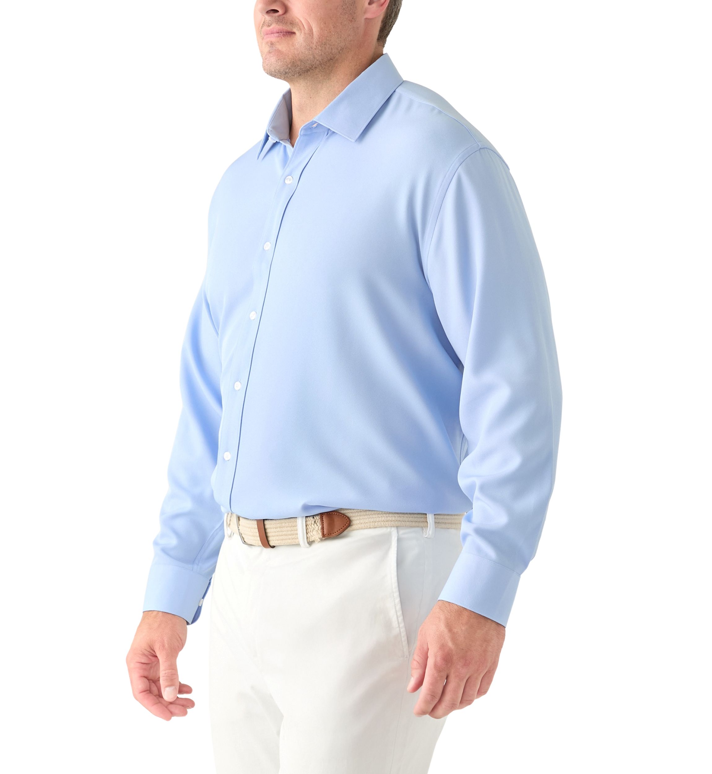 Mens Big Twill Solid Performance Dress Shirt