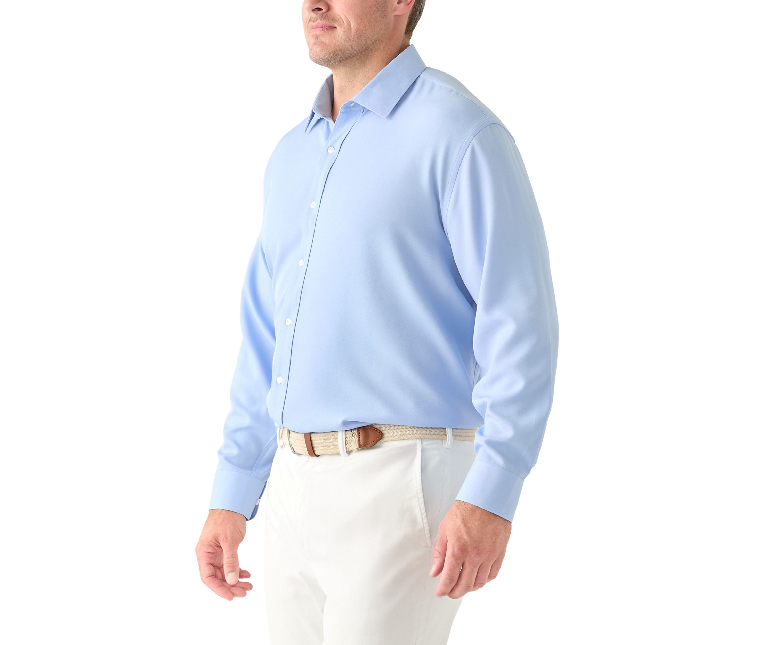 Mens Big Twill Solid Performance Dress Shirt