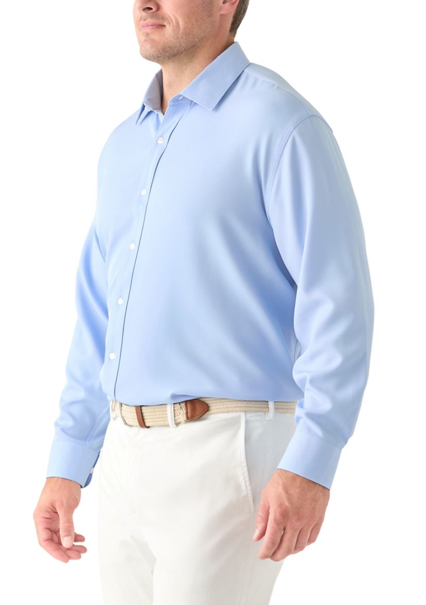 Mens Big Twill Solid Performance Dress Shirt