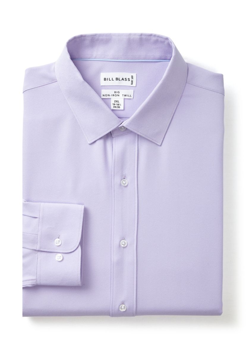 Mens Big Twill Solid Performance Dress Shirt