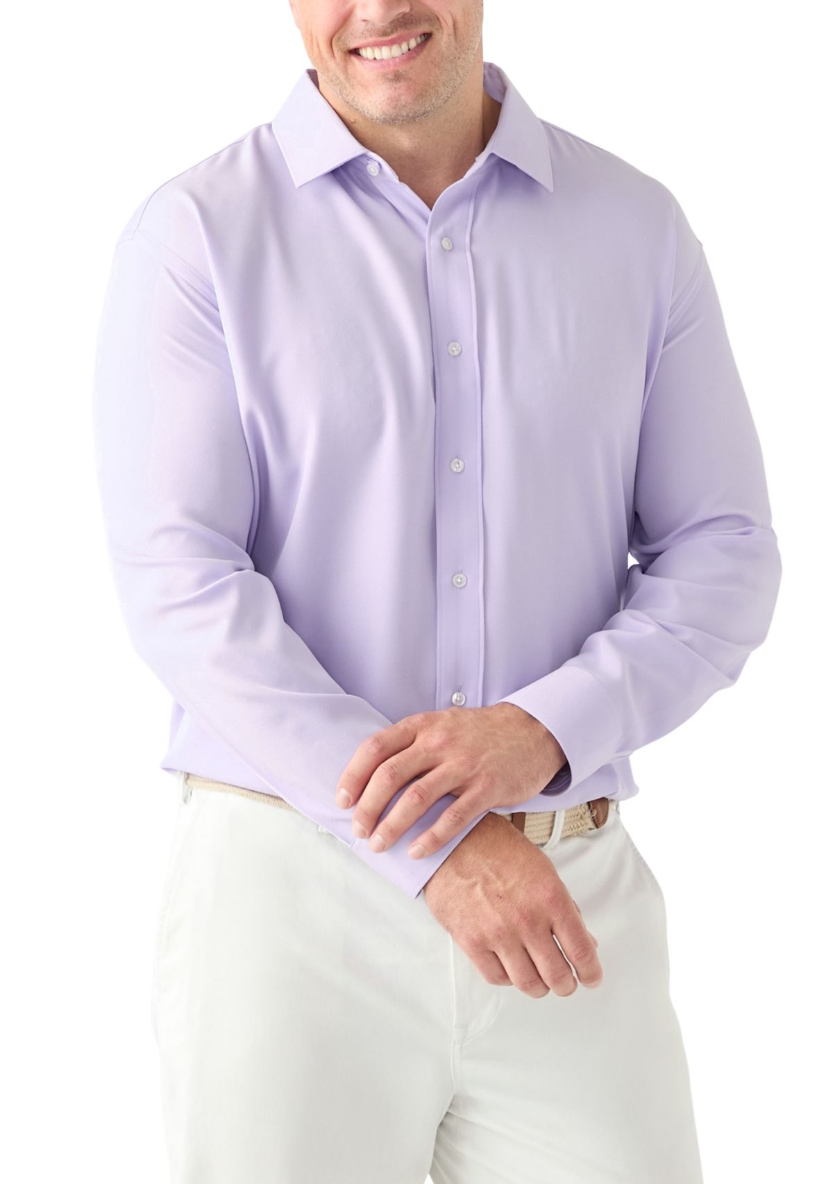 Mens Big Twill Solid Performance Dress Shirt