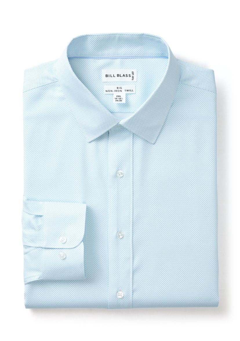 Mens Big Twill Solid Performance Dress Shirt