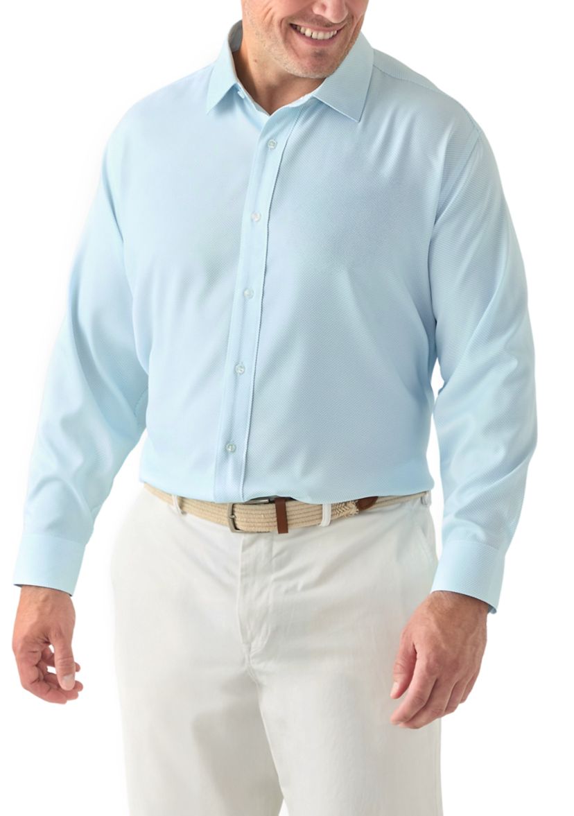 Mens Big Twill Solid Performance Dress Shirt